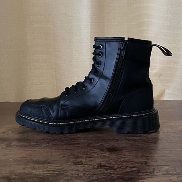 Dr Martens Womens 1460 Boots Sz US 5 UK 3 Black Overlay Leather Combat Punk Zip - Picture 3 of 7
